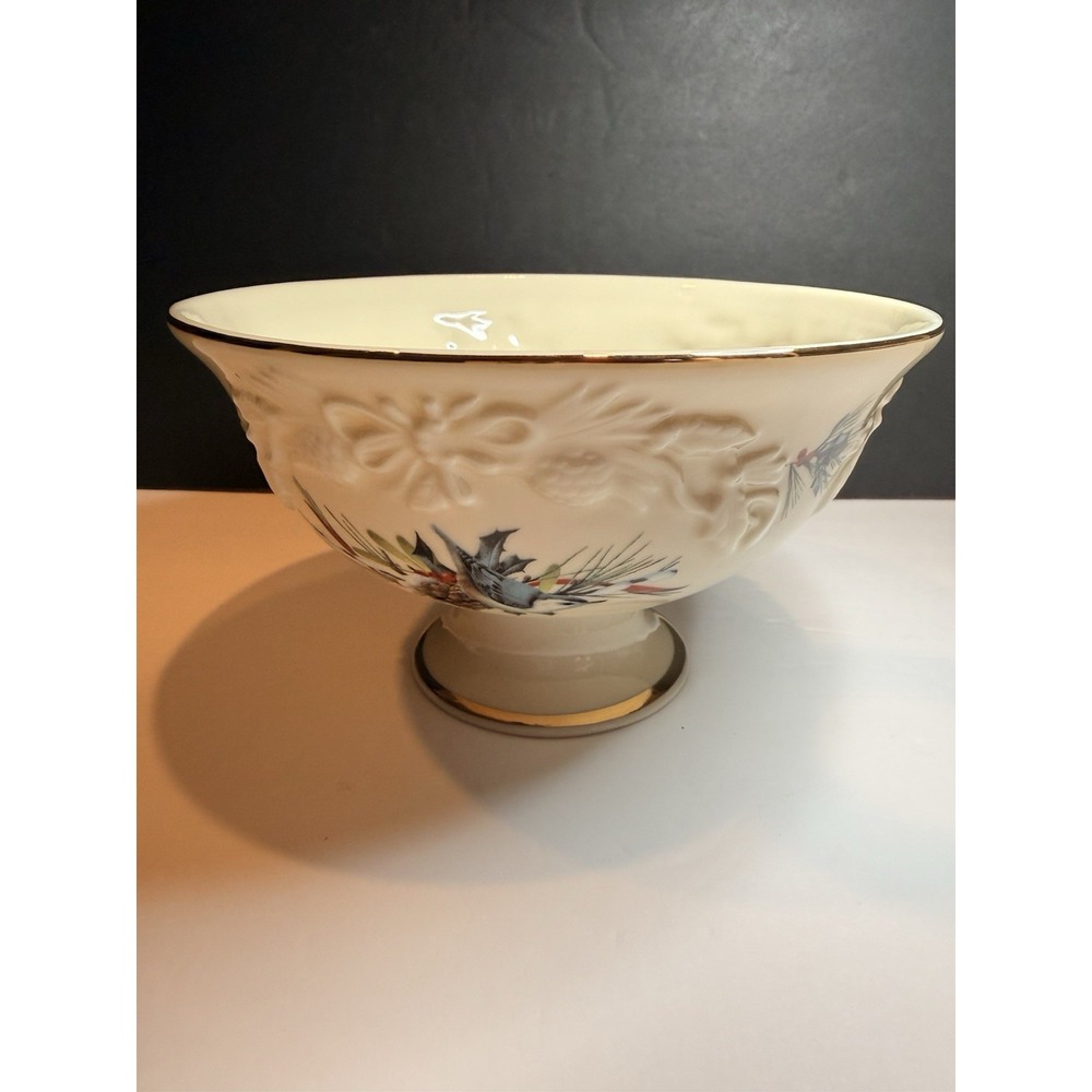 Vintage Lenox Footed Candy Dish -Winter Greetings by Catherine McClung
